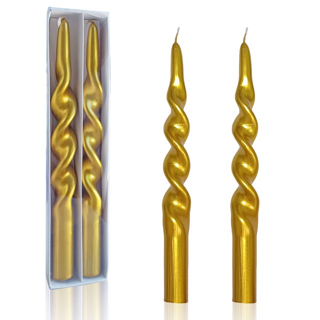 FCMSHAMD 9.8" Gold Spiral Taper Candles Sticks for Wedding DInner