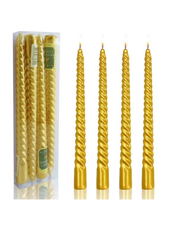 9.8'' Gold Taper Candles-Unscented Dripless(4 Pack)