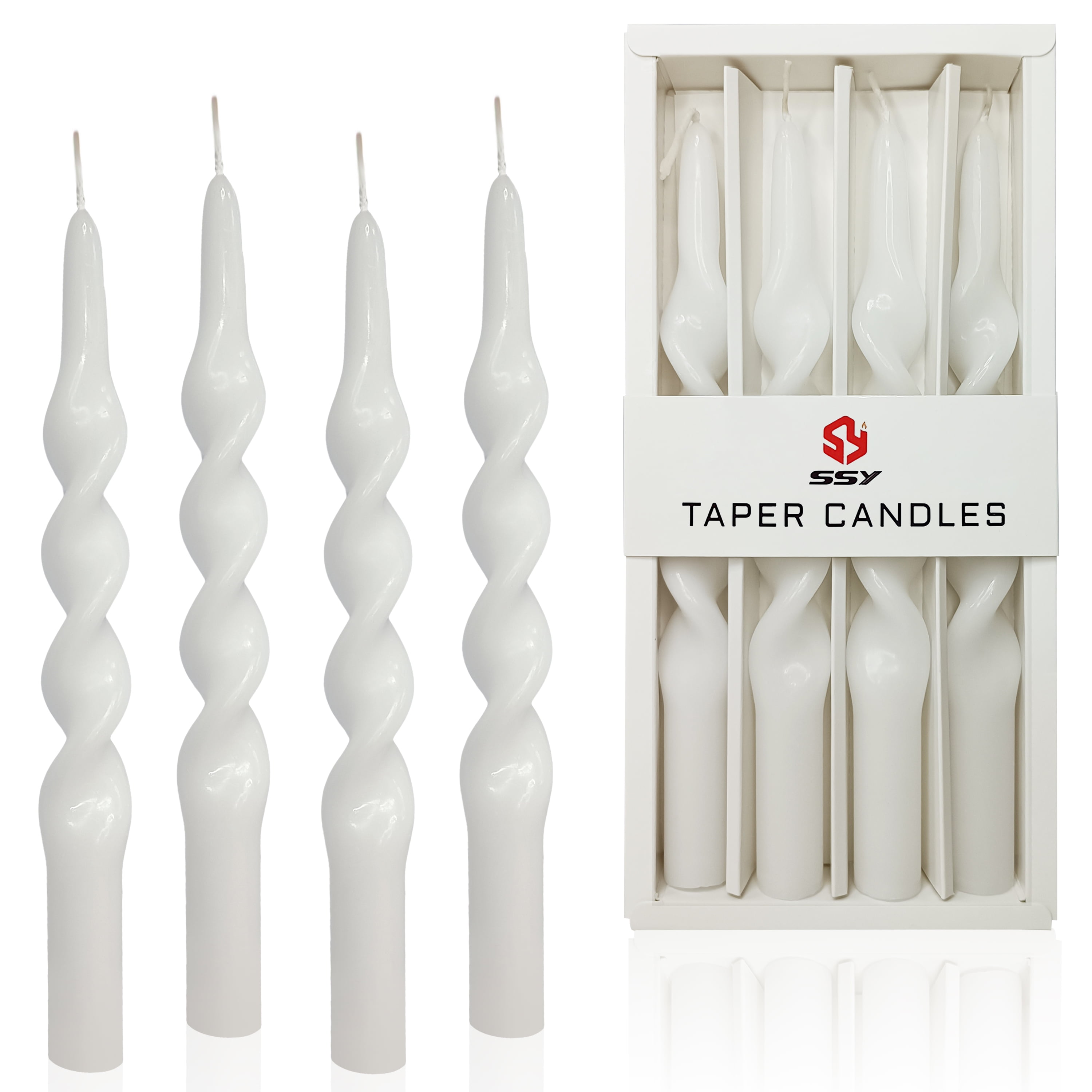FCMSHAMD 9.8 Inch Spiral Taper Candles Set of 4 Burn Time 6 H Unscented