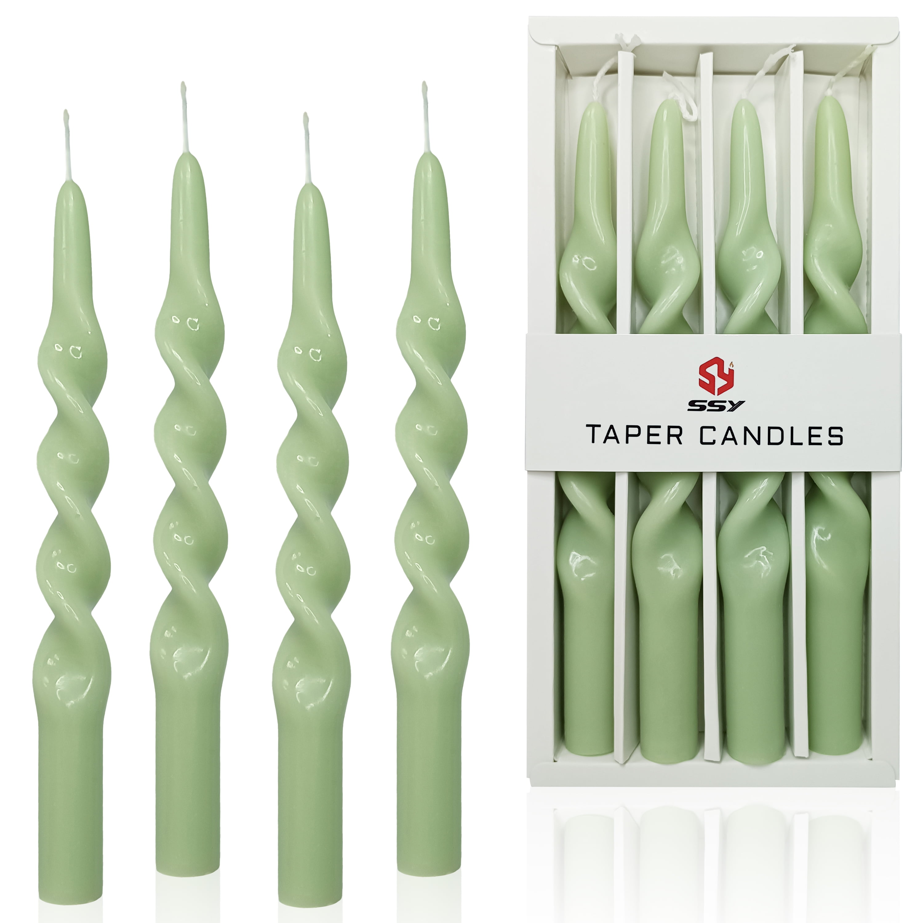 FCMSHAMD 9.8 Inch Spiral Taper Candles Set of 4 Burn Time 6 H Unscented