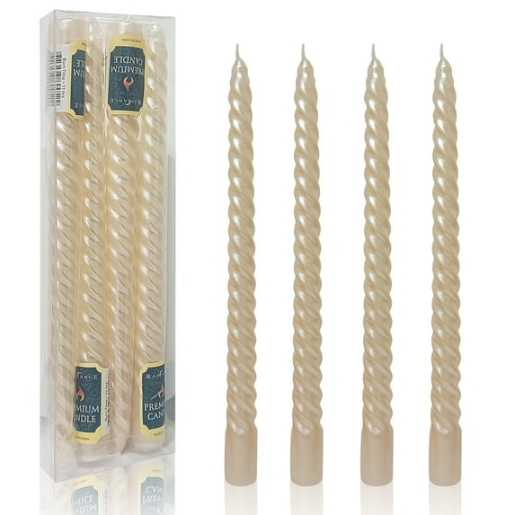 FCMSHAMD 9.8'' Ivory Taper Candles - Unscented Dripless (4 Pack)