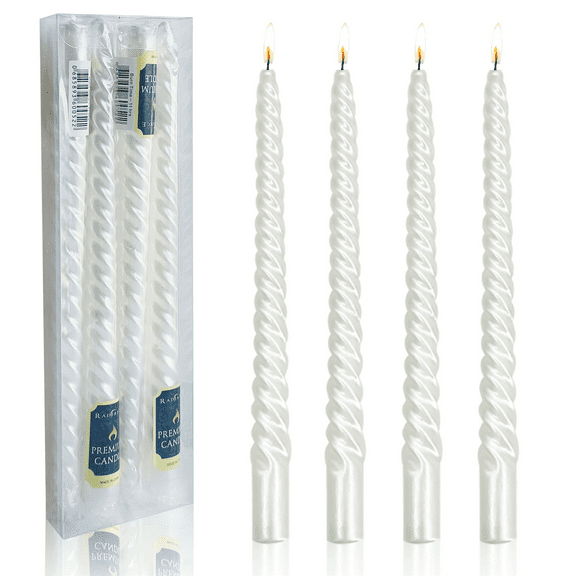 FCMSHAMD 9.8 inch White Taper Candles-Unscented Dripless(4 Pack)