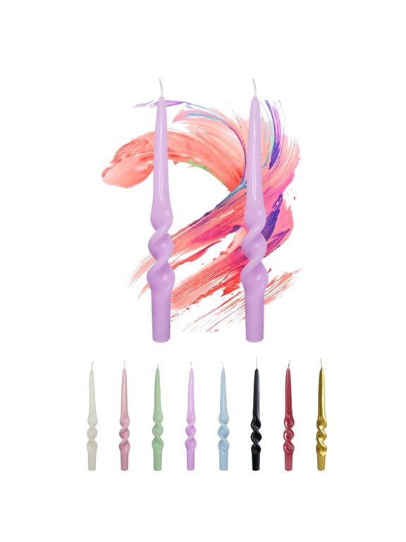 Dripless Taper Candles 10 inch Purple Handmade Candle Sticks  Unscented Candles, Pack of 2
