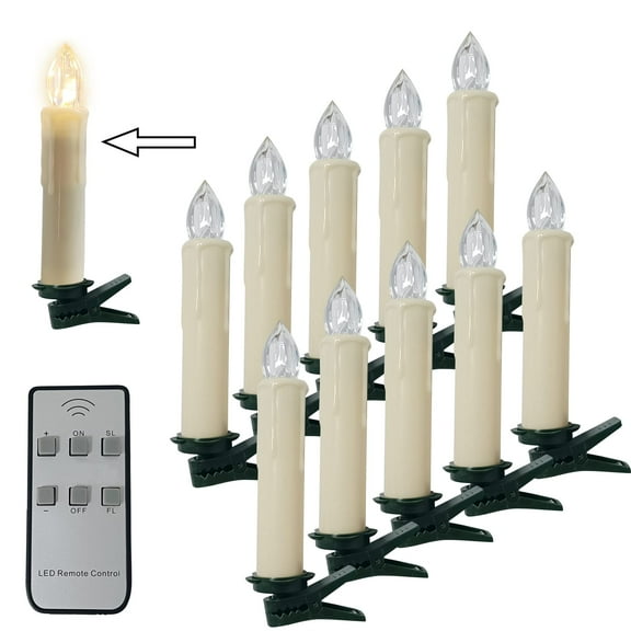 FCMSHAMD Flameless Candles, 4 in, Ivory, 10 Count