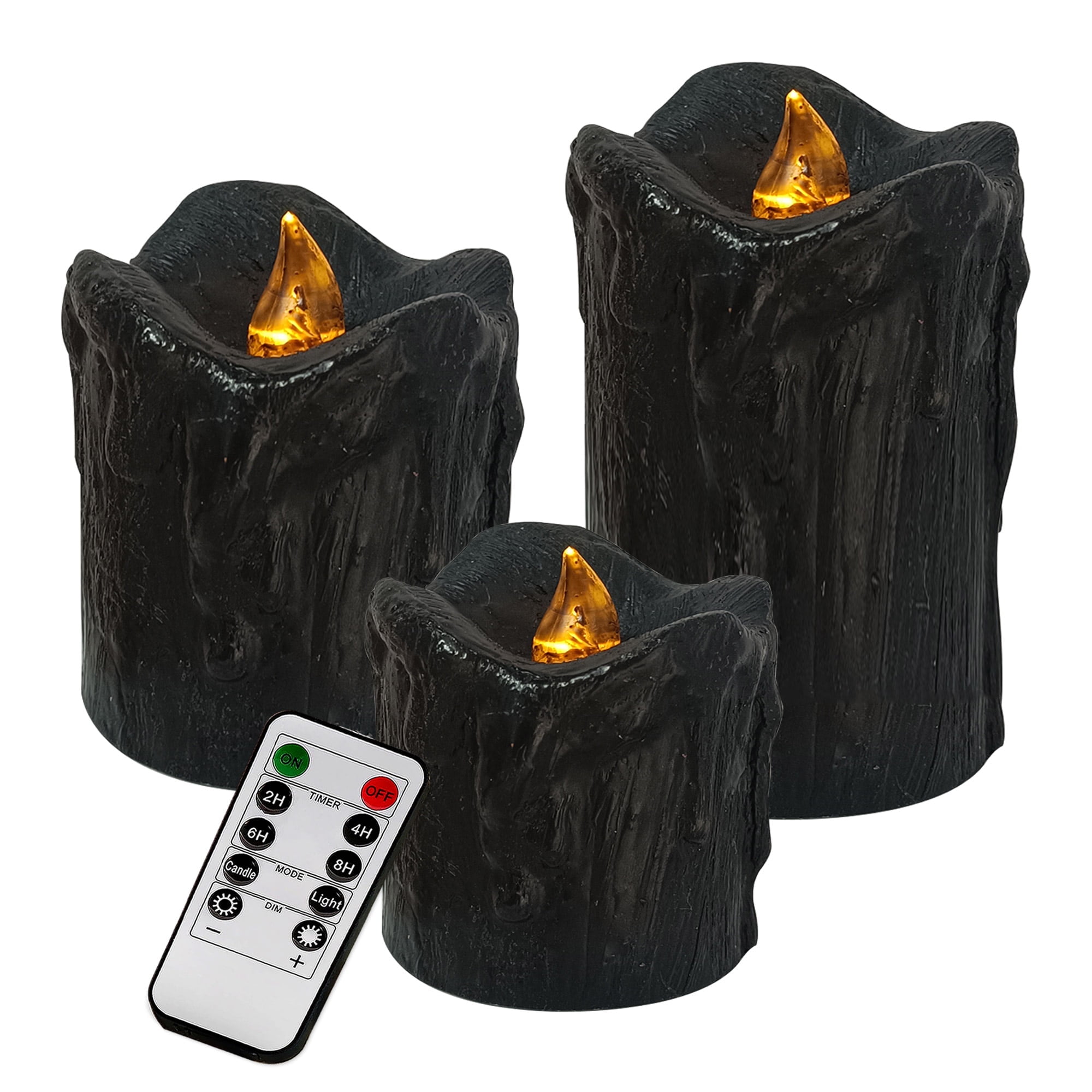 FCMSHAMD Flickering Flameless Candles with Remote Timer, 2.3" 3" 4" Realistic 3D Flame with Real Wax Pillar LED Candles,Battery Operated Candles for Wedding Home Decoration, Christmas,3 Pack