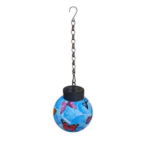 FCMSHAMD Outdoor Hanging Solar Lights - Printed Exquisite Patterns LED Decorative Ball Lights Tree Solar Powered Globe Lights with Hook for Garden Yard Fence Christmas Decoration