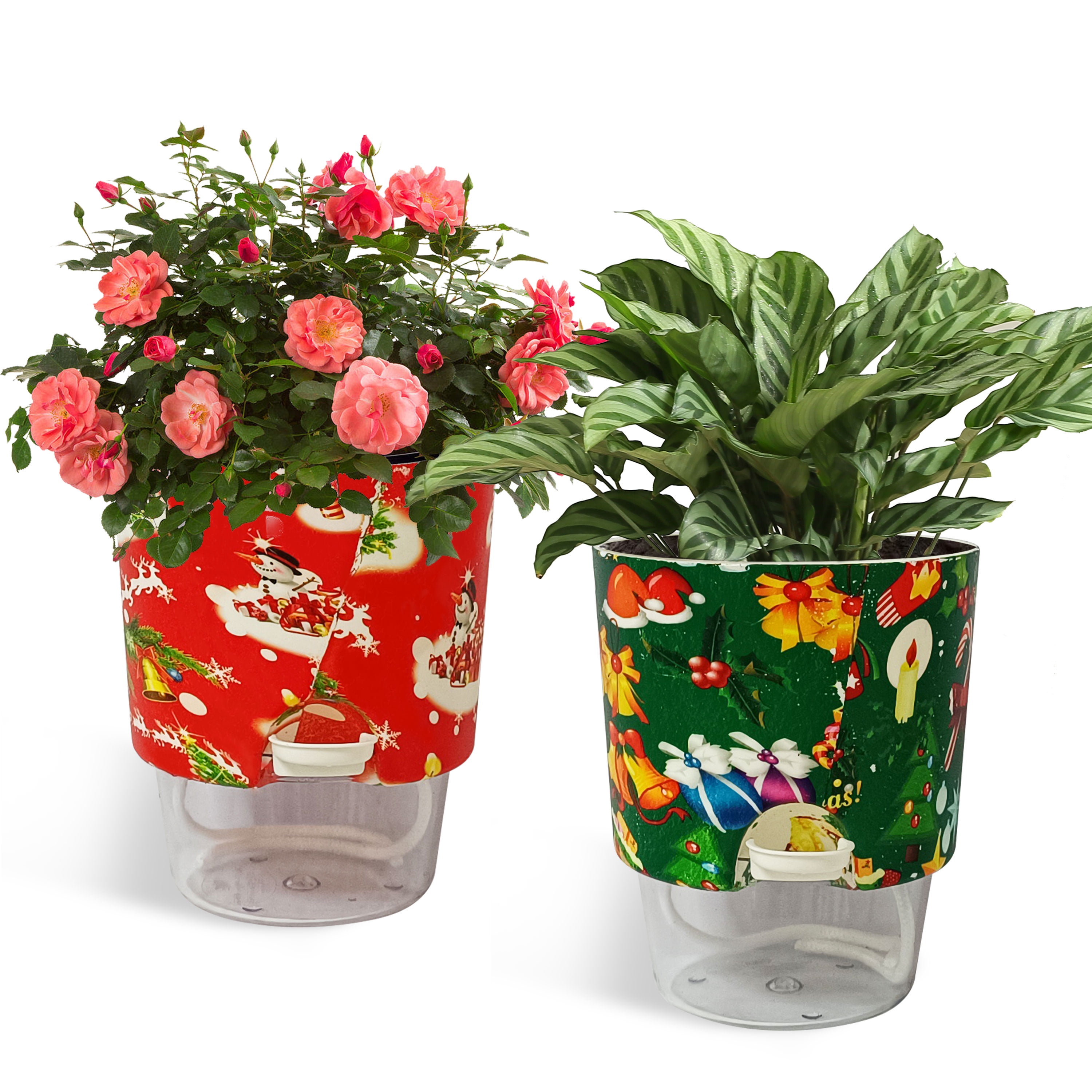 FCMSHAMD Plant Pots 5 inch Set of 2, Self Watering Flower Pots Indoor ...