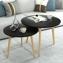 FCNRJK Modern Round Nesting Coffee Table,Wood Black End Table for Living Room
