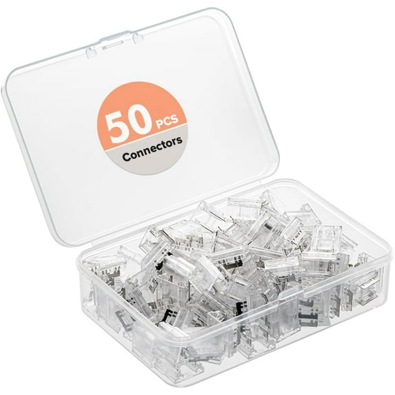FCOB COB 50pcs 10mm 0.39in Transparent Connector Support FCOB 10mm Width 2 pin v+ v- Single Color LED Strip Corner Connection(Without Wires)