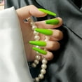 thumbnail image 1 of FCOGIN Long Coffin, 24 Pieces, Avocado Green, Glossy Finish, Acrylic False Nail, Press on Nail, 1 of 5
