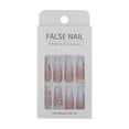 thumbnail image 1 of FCOGIN Long Coffin, 24 Pieces, Pink, White, Gradient, Rhinestone, Acrylic False Nail, Press on Nail, 1 of 6