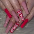 thumbnail image 1 of FCOGIN Long Coffin Acrylic False Nail, Press on Nail, Red, Pink, Heart, 24 Pieces, 1 of 6