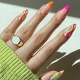 thumbnail image 1 of FCOGIN Medium Almond, 24 Pieces, Pink, Orange, Red, Blue, Acrylic False Nail, Press on Nail, 1 of 5