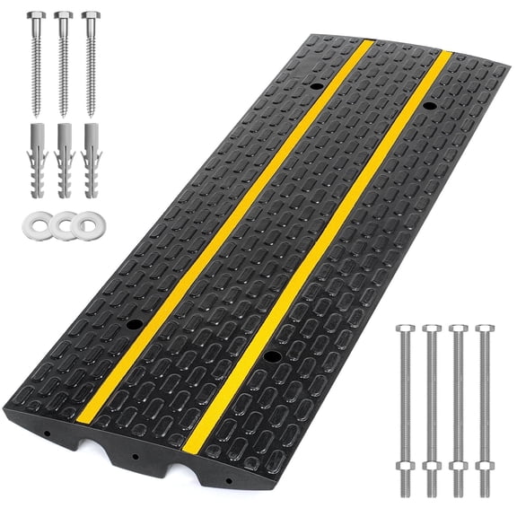 FCOME Heavy Duty Rubber Driveway Curb Ramp 44000 Lbs Capacity Garage Doorway Rubber Ramp  2..6" Rise Threshold Ramp for  Low-profile car, SUVs, Truck, Wheelchair
