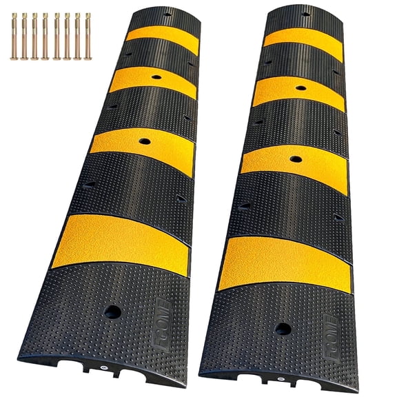 FCOME Rubber Speed Bump 6ft Modular Cable Protector Heavy Duty Durable Traffic Claiming 2 Pack