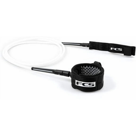 FCS Comp Surfboard Leash - White/Black - 5'