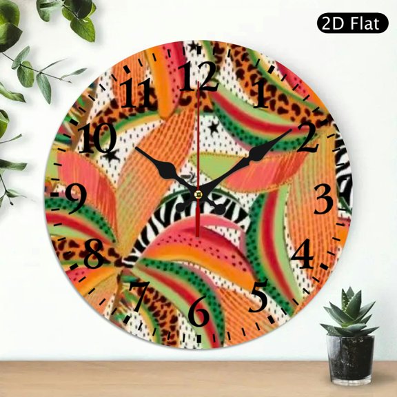 FCXZI 10 inch No AA Battery Lncluded, Animal Print Leaf Mix Pattern Print, Battery Operated (AA Not Included) Wall art Decor - Lobby Corridor Dining Room Bedroom Office Classroom