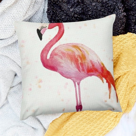 FCXZI 100% Linen Flamingo Pillow Covers for Home Sofa Couch Decor 18x18in