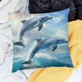 thumbnail image 1 of FCXZI 100% Linen Pillow Covers Decoration Dolphins Ocean Sky Home Decor for Sofa Couch - Set of 1, 3 Sizes 18x18in, 1 of 5