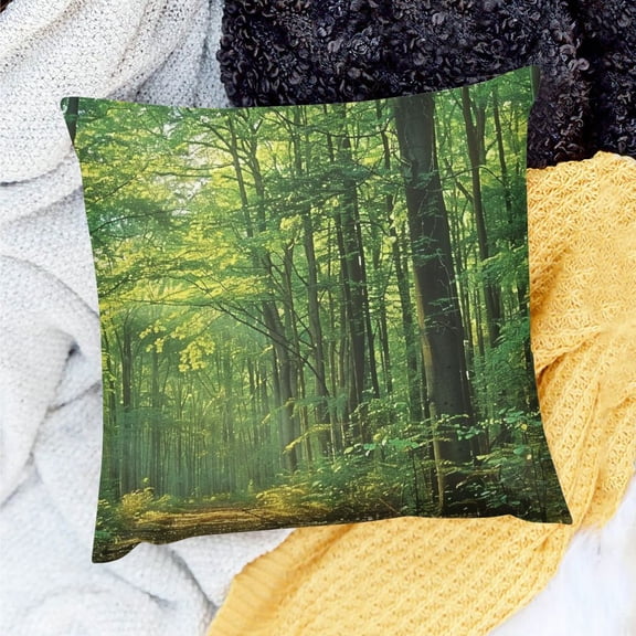 FCXZI 100% Linen Pillow Covers Decoration Trees Leaves Road for Home Sofa Couch - Set of 1, Various Sizes, Outdoor Use 18x18in