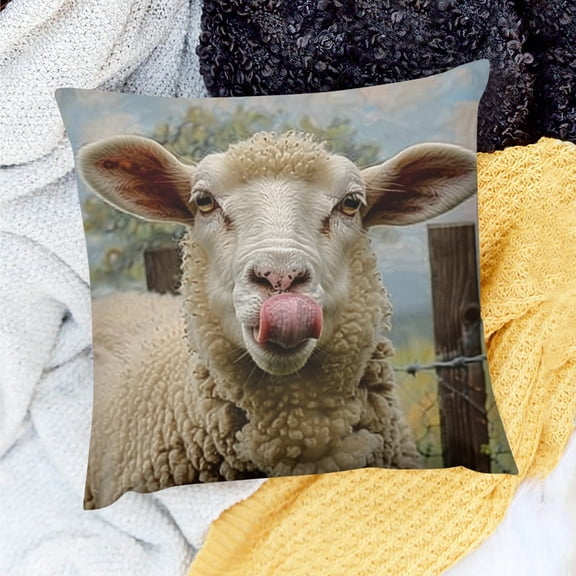 FCXZI 100% Linen Sheep Pillow Covers for Home Sofa Couch Decor 18x18in