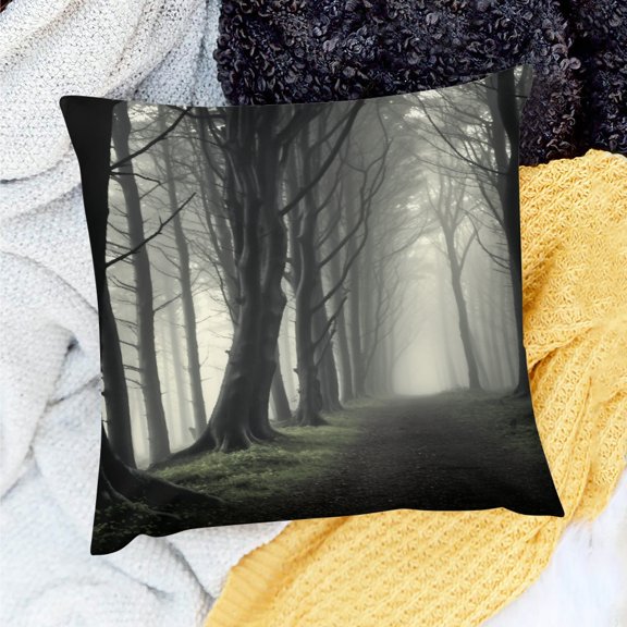 FCXZI 100% Linen Trees Fog Square Pillow Cover for Home Sofa Couch 20x20in