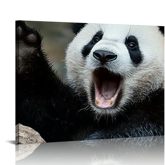 FCXZI Animal Panda Cute Panda on Branches Canvas Print Inspirational Wall Decor Home Decor Art Aesthetic Hanging Painting  20x16in
