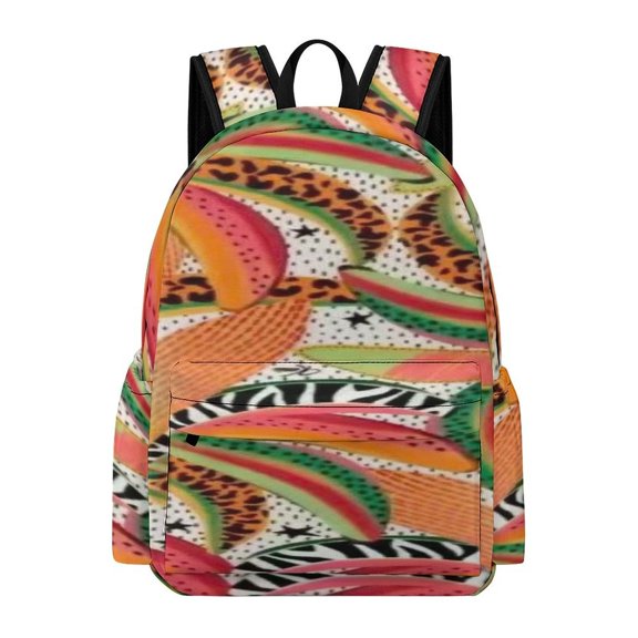 FCXZI Animal Print Leaf Mix Pattern Printed Oxford Backpack, Large Capacity Laptop Backpack, Water Resistant, Travel Daypack for College Work Commuting Adults,