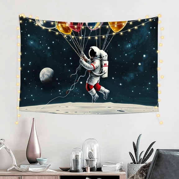 FCXZI Astronaut Space Shuttle Moon Print Tapestry Wall Hanging 60*40in