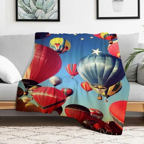 FCXZI Balloons Stars Folk Art Flannel Blanket Soft Cozy Multi-Purpose 30x40in