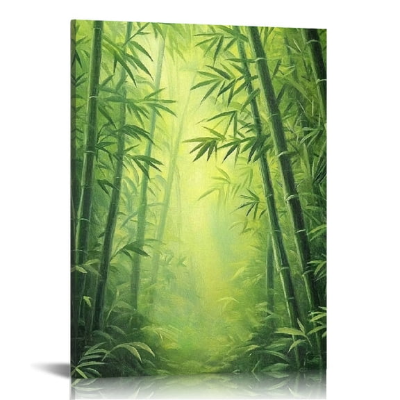FCXZI Bamboo Trees Green Forest Sunlight Canvas Wall Art Print 12x16in