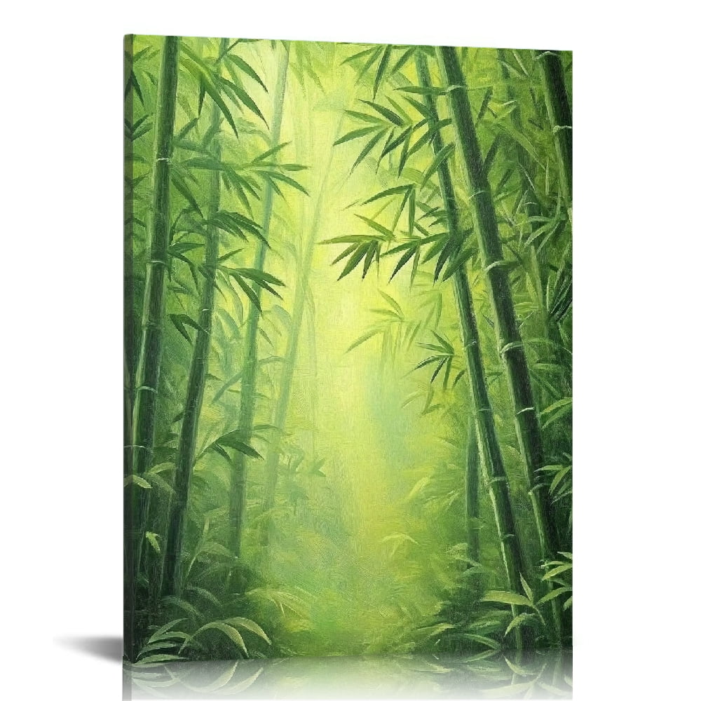 FCXZI Bamboo Trees Green Forest Sunlight Canvas Wall Art Print 16x20in