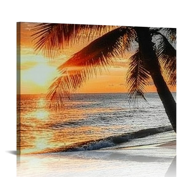 FCXZI Bathroom Wall Art Black and White Gold Beach Wall Art Ocean Canvas Print Sunrise Sunset Seascape Scenery Painting Picture Bedroom Wall Art Living Room Wall Decoration Canvas painting