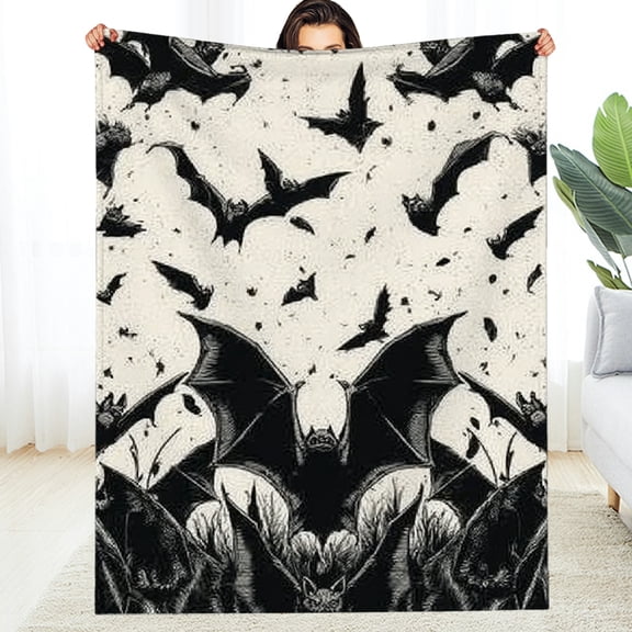 FCXZI Bats Gothic Art Screenprint Fuzzy Fluffy Cozy Blanket 30*40in