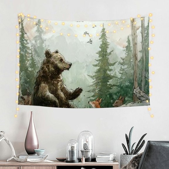 FCXZI Bear Animals Forest Wall Tapestry Art for Home Decoration 60*40in