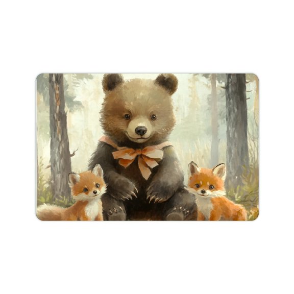 FCXZI Bear Baby Foxes Forest Diatom Mud Mats Non-Slip Home Rug 24x16in
