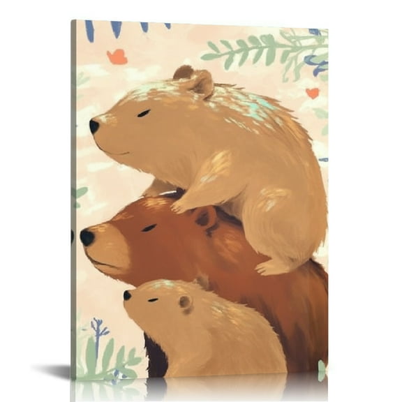 FCXZI Bear Canvas Print Wall Decor for Home Living Room Office 12x16in