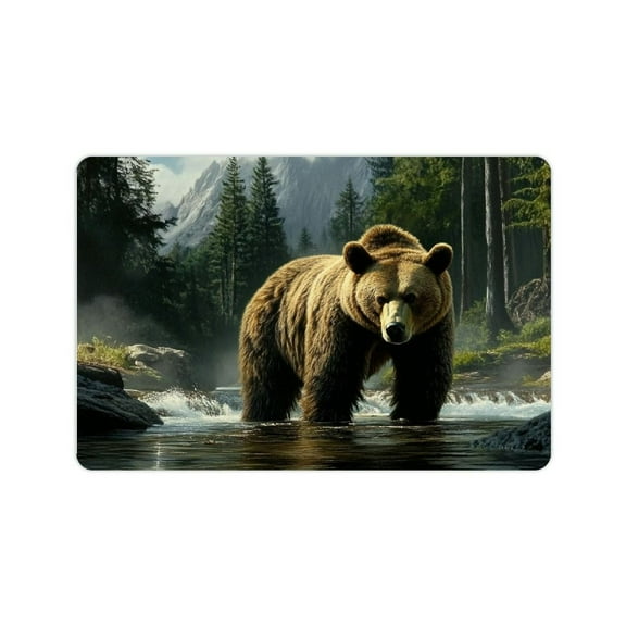 FCXZI Bear Forest Scene Indoor Door Mat, Floor Floor Mat for Entrance, Living Room or Bathroom, Non Slip Door Mat for Gifts, Wildlife Home Decoration Mat Gifts 24x16in