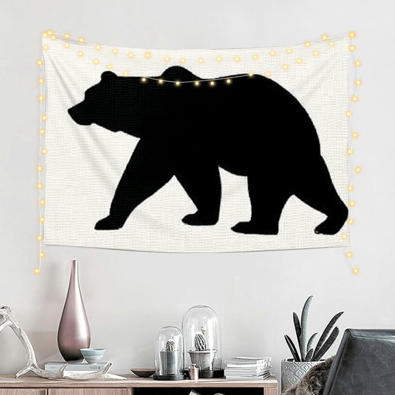 FCXZI Bear Silhouette Logo Tapestry 100% Polyester Wall Art Decor 60*40in