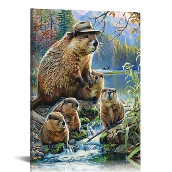 FCXZI Beaver River Fantasy Canvas Print Wall Art Home Decor 16x20in