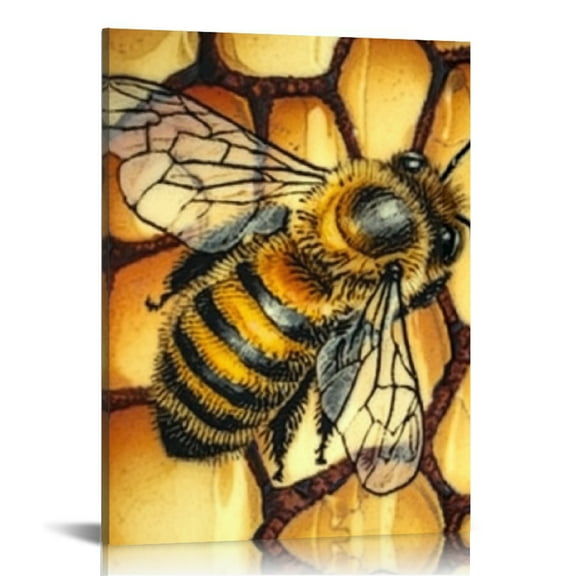 FCXZI Bee Honeycomb Honey Canvas Wall Art Home Decor 12x16 16x20 12x16in