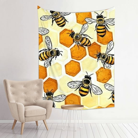 FCXZI Bees Honeycomb Pattern Tapestry Wall Hanging Home Decor 30*40in