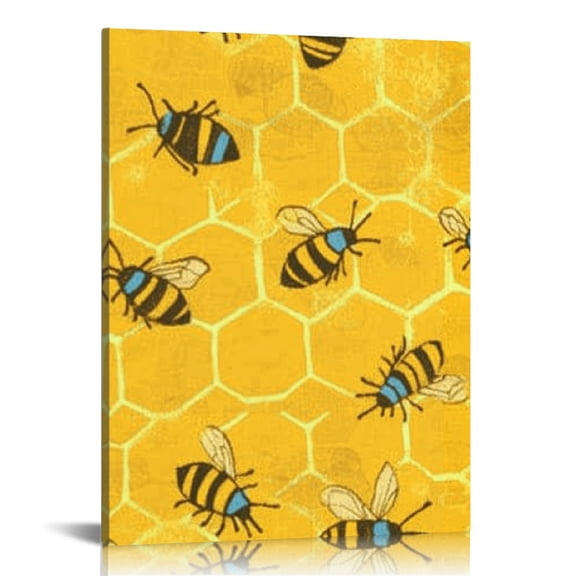FCXZI Bees Honeycomb Pattern Wall Decor Canvas Art for Home 12x16in