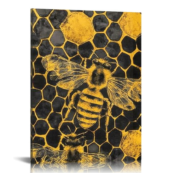 FCXZI Bees Honeycombs Art Modern Canvas Prints Wall Decor 12x16 12x16in
