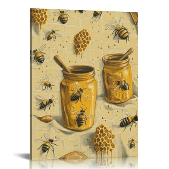 FCXZI Bees Honeycombs Canvas Prints Wall Art Home Decor 12x16 12x16in