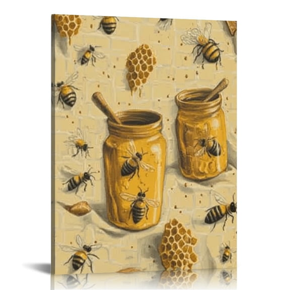 FCXZI Bees Honeycombs Canvas Prints Wall Art Home Decor 12x16 16x20in