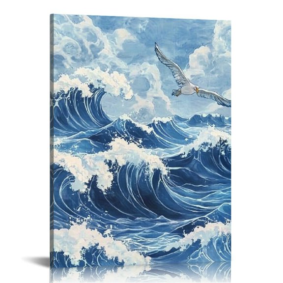 FCXZI Bird Clouds Ocean Canvas Wall Art Home Decor 12x16 16x20 12x16in