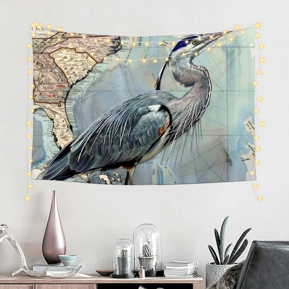 FCXZI Bird Map Ocean Wall Tapestry Art 100% Polyester Home Decor 60*40in