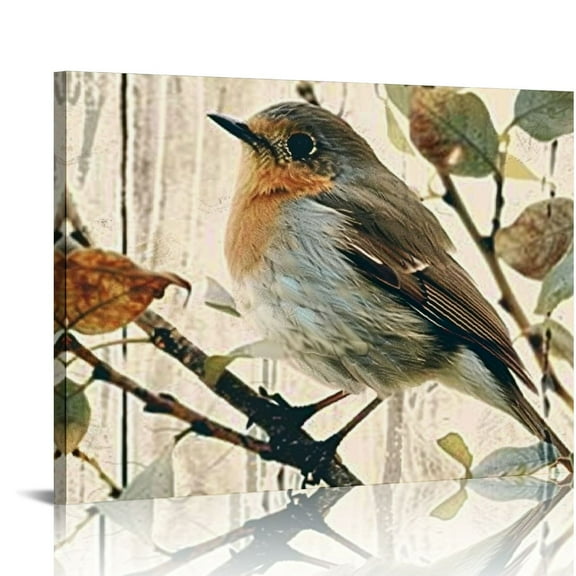 FCXZI Birds Canvas Wall Art for Bathroom Decor Cute Watercolor Bird Stand On Branch Painting Pictures Print Modern  Artwork for Living Room Bedroom Farmhouse Home Decoration  16x12in