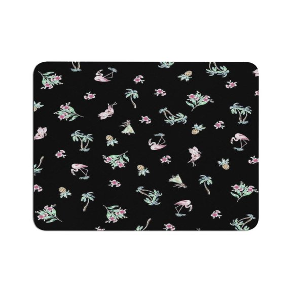 FCXZI Black Tropical Flamingo Print Mouse Pad, Square Smooth Surface Desk Mat, Stitched Edge for Office, Laptop, Computer, Home,